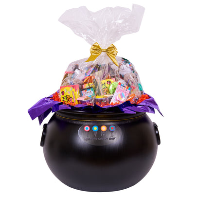 You’ll be the sweetest house on the block with our VIP Candy Cauldron! Filled with a spectacular selection of 100 sweets that are perfect for trick-or-treaters, Halloween parties, and more, this preassembled cauldron is the ultimate host gift, spooky centerpiece, & more.
