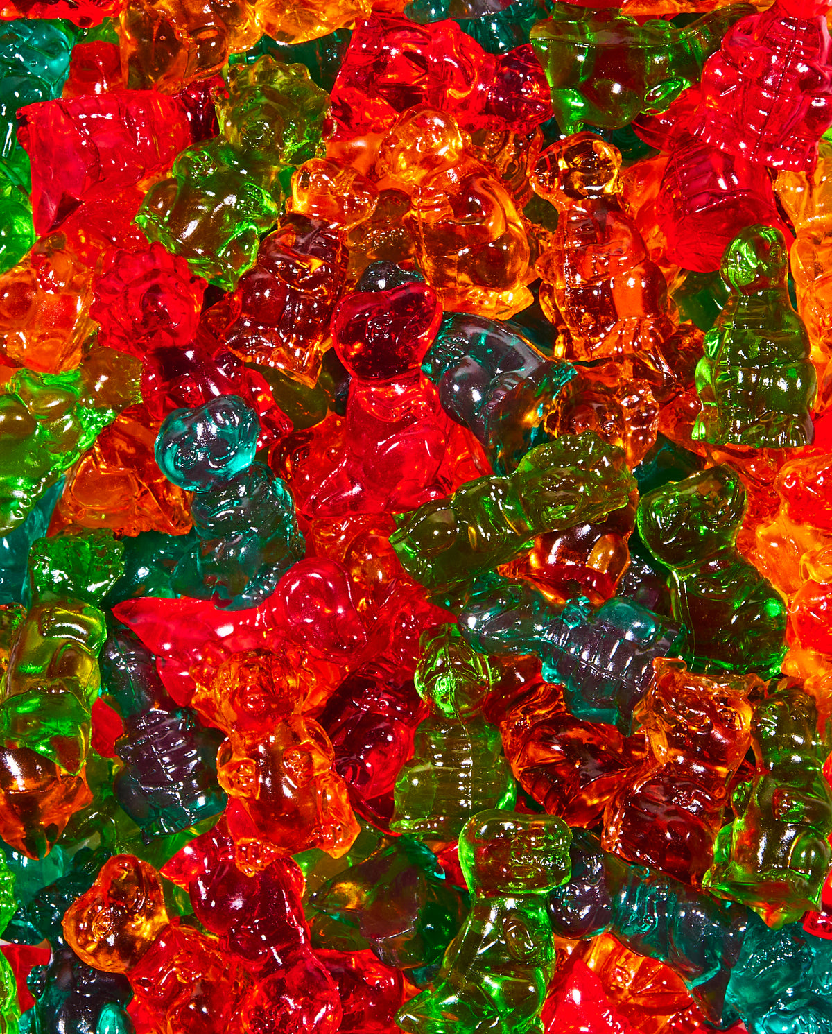 Zoomed-in 3D Fruity Gummy Dinosaurs