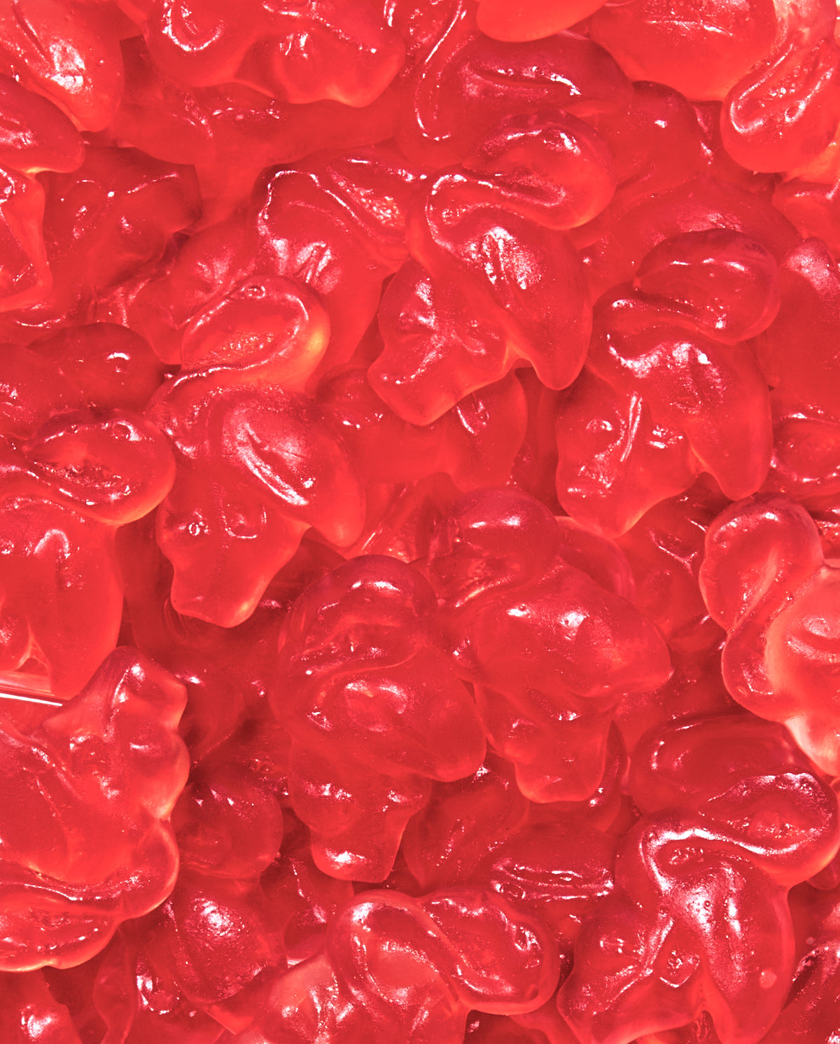 Zoomed-in Strawberry Gummy Flamingos
