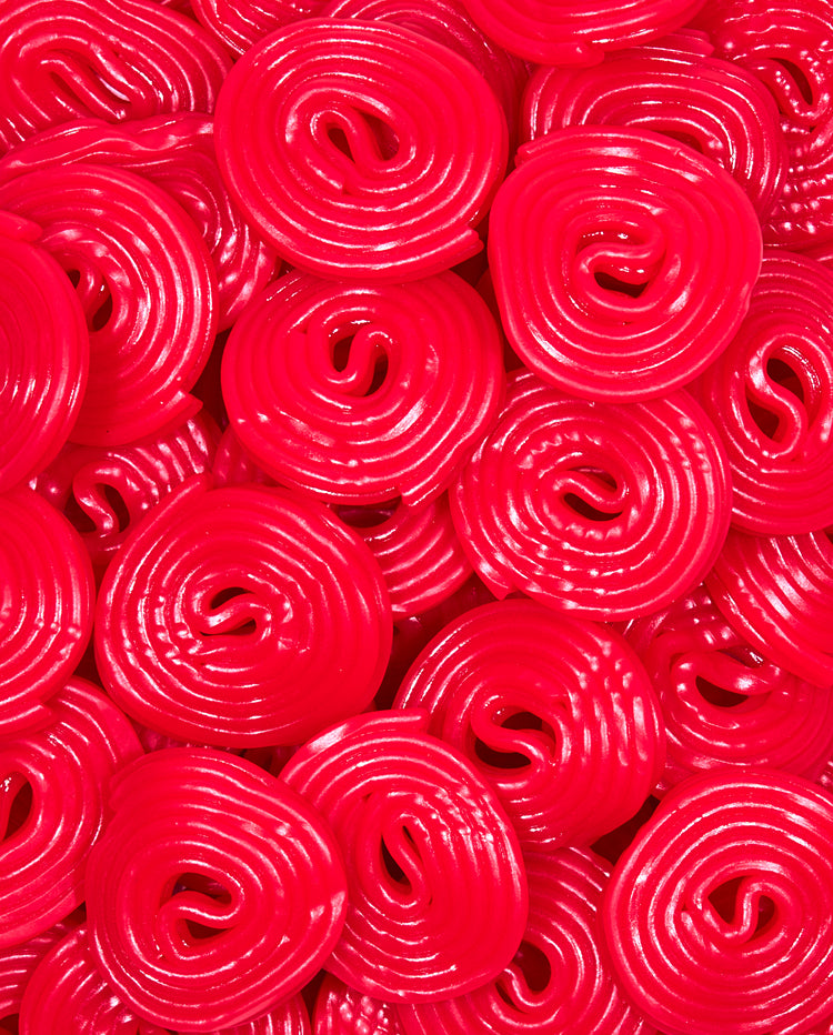 Zoomed-in Strawberry Licorice Wheels