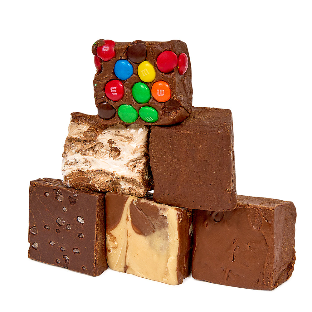 6 pieces of chocolate flavored fudge