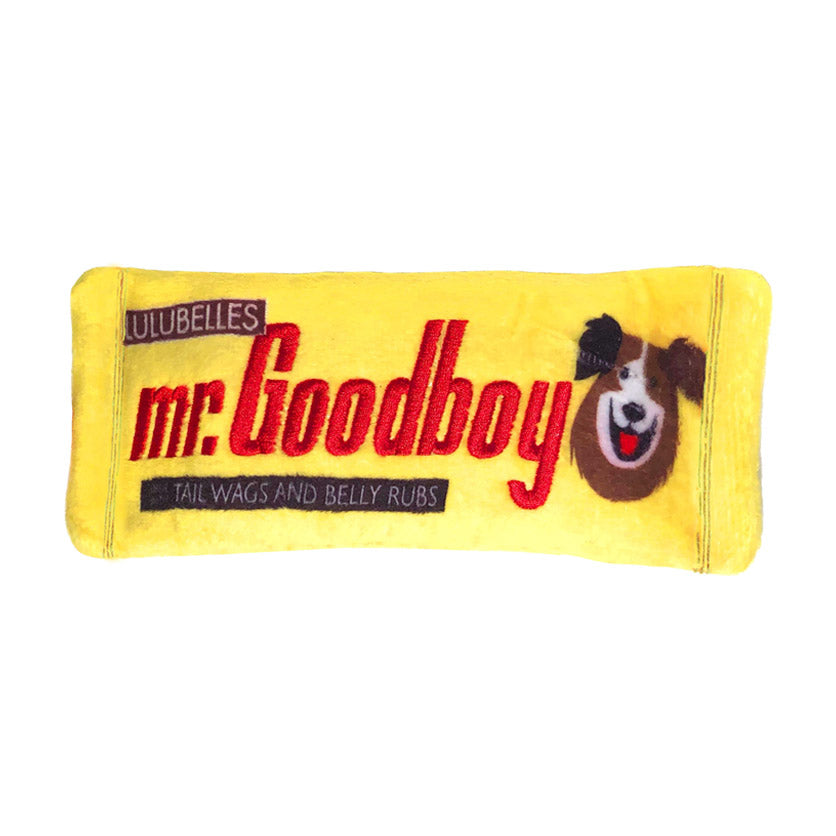 chocolate bar inspired plush dog toy
